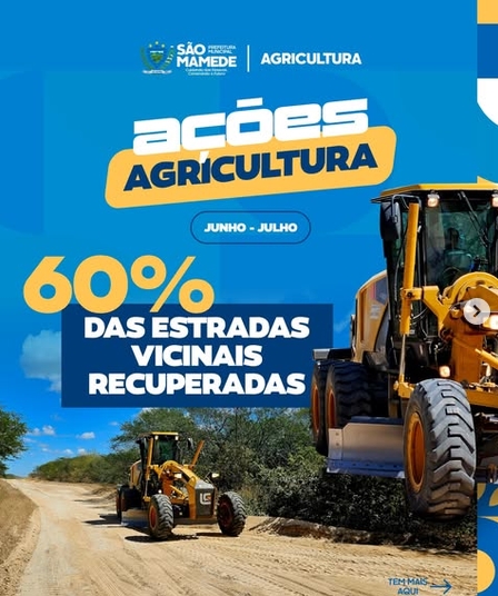Prefeitura de São Mamede recupera 60% das estradas vicinais e intensifica apoio ao homem do campo