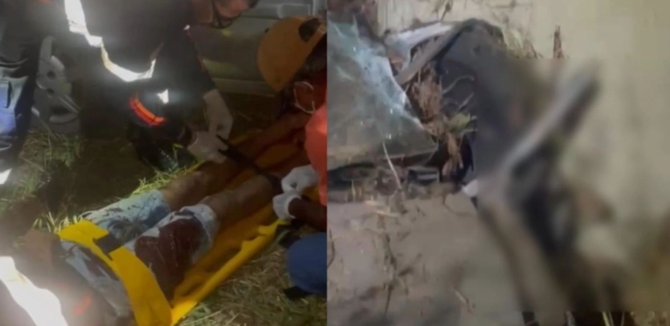 Motorista perde o braço e fica gravemente ferido após carro atingir estrutura de concreto na PB-386, no Vale do Piancó