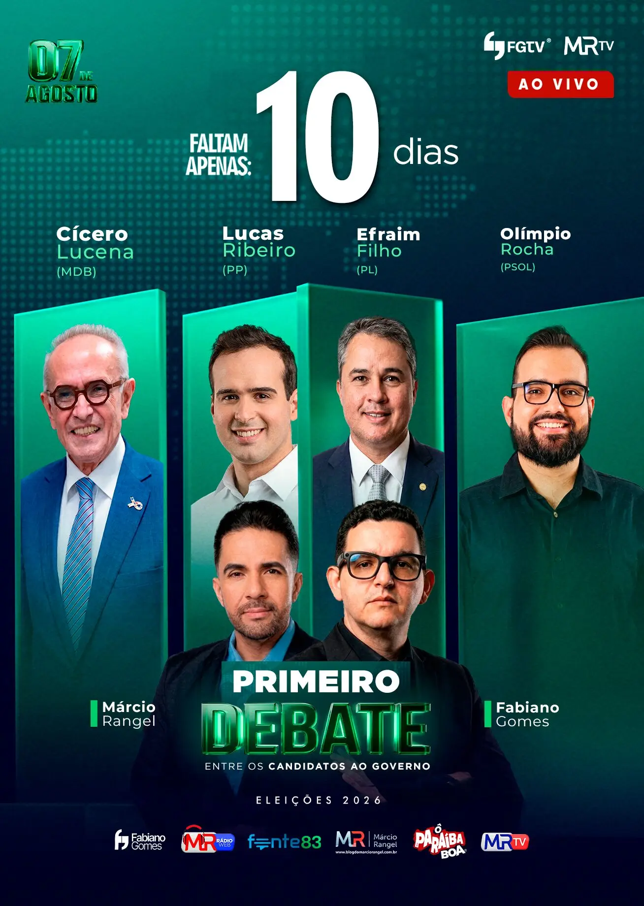 Faltam 11 dias para o primeiro debate entre candidatos ao Governo da Paraíba